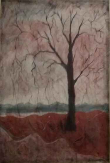 Pittura intitolato "One tree" da Aleksandr Glukhov, Opera d'arte originale, Gouache