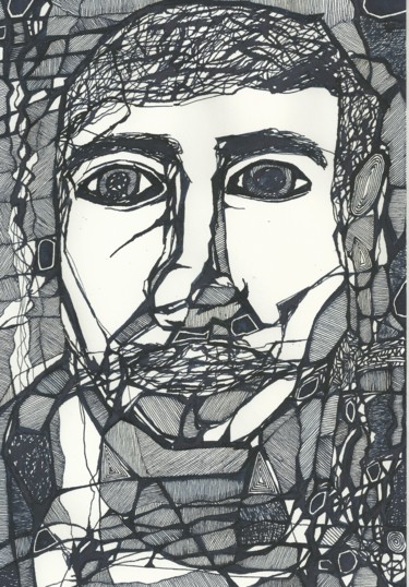 Dessin intitulée "Self-portrait" par Aleksandr Glukhov, Œuvre d'art originale, Encre