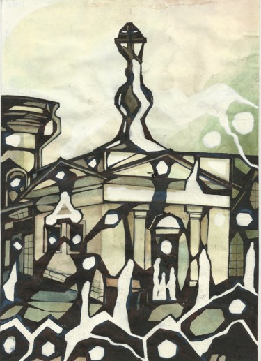 Картина под названием "The chapel of the E…" - Александр Глухов, Подлинное произведение искусства, Акварель