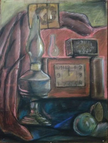 Desenho intitulada "Still life with a c…" por Aleksandr Glukhov, Obras de arte originais, Pastel