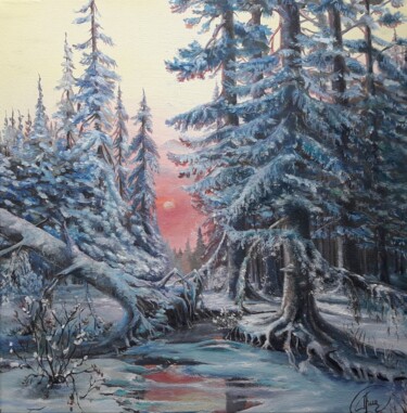 Pittura intitolato "Ледяной лес" da Aleksandr Gritsenko, Opera d'arte originale, Olio
