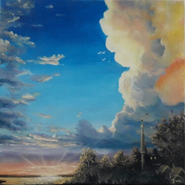 Malerei mit dem Titel "Закат" von Aleksandr Gritsenko, Original-Kunstwerk, Öl