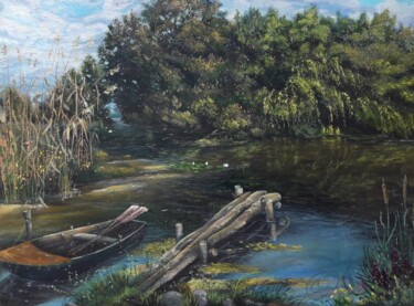 Painting titled "Рыбные места" by Aleksandr Gritsenko, Original Artwork, Oil
