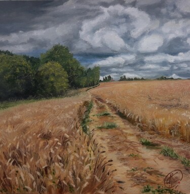 Картина под названием "grain field "Хлебно…" - Александр Гриценко, Подлинное произведение искусства, Масло