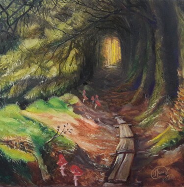 Painting titled "Path to the dense f…" by Aleksandr Gritsenko, Original Artwork, Oil