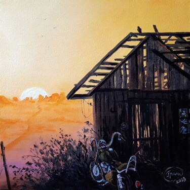 Pintura intitulada "Old barn "Старый са…" por Aleksandr Gritsenko, Obras de arte originais, Óleo