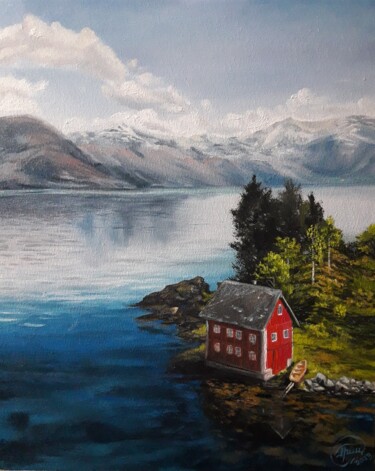 Painting titled "Fisherman's Cove "Р…" by Aleksandr Gritsenko, Original Artwork, Oil