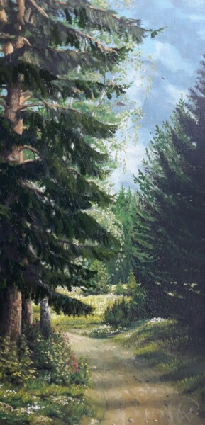 Painting titled "Clearing in the for…" by Aleksandr Gritsenko, Original Artwork, Oil