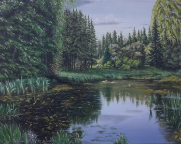 Malerei mit dem Titel "lac dans la forêt "…" von Aleksandr Gritsenko, Original-Kunstwerk, Öl