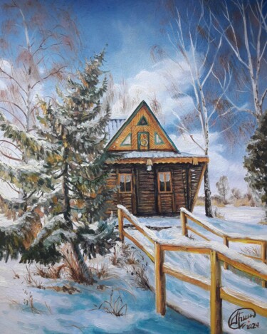 Malerei mit dem Titel "Holiday house "Доми…" von Aleksandr Gritsenko, Original-Kunstwerk, Öl