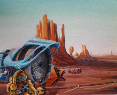 Картина под названием "Татуин, гонки в пус…" - Александр Гриценко, Подлинное произведение искусства, Масло