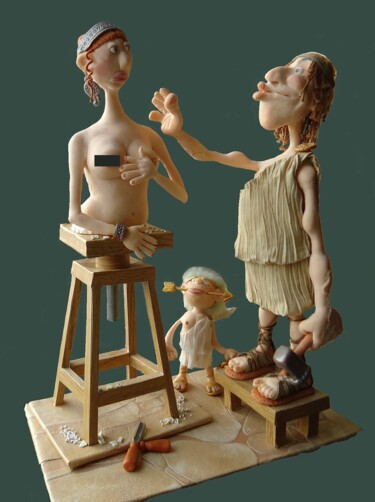 Scultura intitolato "Пигмалион и Галаттея" da Aleksandr Ivanov, Opera d'arte originale, Argilla polimerica