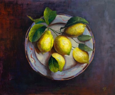 Peinture intitulée "“A harmony of lemon…" par Aleksandr Jero, Œuvre d'art originale, Huile