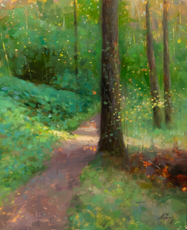Картина под названием "the forest" - Aleksandr Jero, Подлинное произведение искусства, Масло