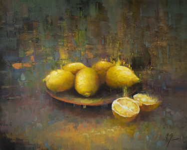 Painting titled "The fresh lemons" by Aleksandr Jero, Original Artwork, Oil