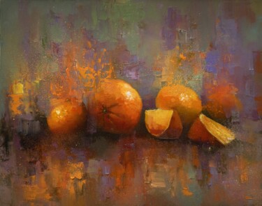 Painting titled "delight in orange" by Aleksandr Jero, Original Artwork, Oil