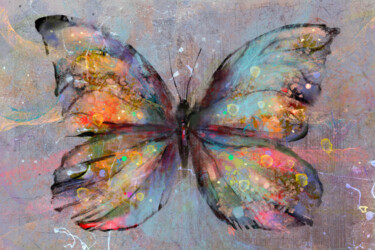 Digital Arts titled "Funky butterfly" by Aleksandr Jero, Original Artwork, Digital Painting