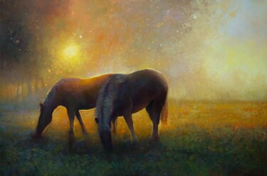 Schilderij getiteld "The morning lights" door Aleksandr Jero, Origineel Kunstwerk, Olie