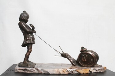 Sculpture intitulée "дети и время" par Aleksandr Kapitanchuk, Œuvre d'art originale, Bronze