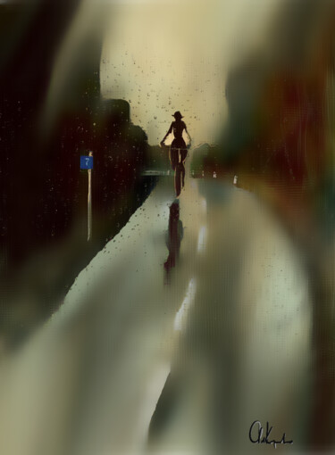 Arts numériques intitulée "Мокрая дорога" par Aleksandr Korovin, Œuvre d'art originale, Peinture numérique