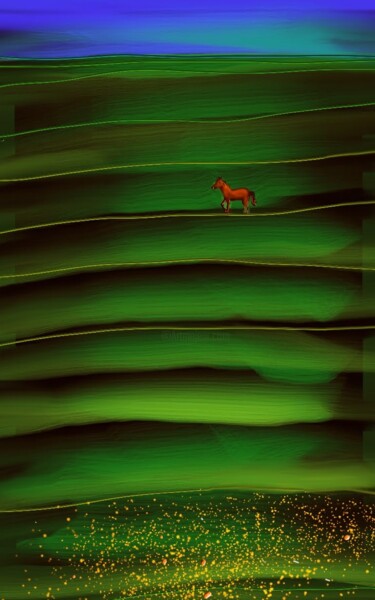 Digitale Kunst mit dem Titel "Рыжий конь" von Aleksandr Korovin, Original-Kunstwerk, 2D digitale Arbeit