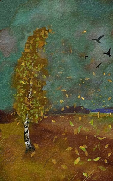 Цифровое искусство под названием "Осенний ветер" - Александр Коровин, Подлинное произведение искусства, Цифровая живопись