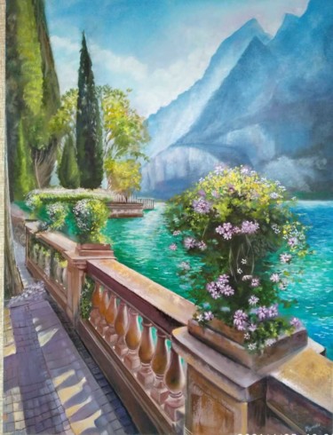 Картина под названием "озеро гранда" - Ольга Курнева, Подлинное произведение искусства, Масло