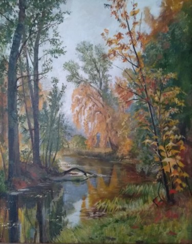 Painting titled "Парк в Павловском (…" by Olga Kurneva, Original Artwork, Oil