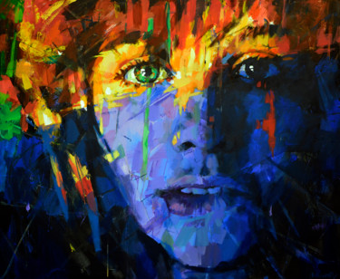 Painting titled "BLUE PORTRAIT" by Aleksandr Ilichev, Original Artwork, Acrylic