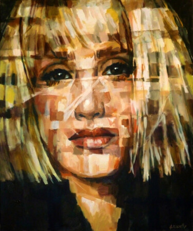 Painting titled "YELLOW-PORTRAIT" by Aleksandr Ilichev, Original Artwork, Acrylic