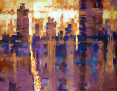 Painting titled "WARM CITY" by Aleksandr Ilichev, Original Artwork, Acrylic