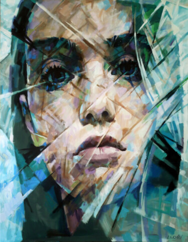 Картина под названием "BLUE PORTRAIT_1" - Aleksandr Ilichev, Подлинное произведение искусства, Акрил