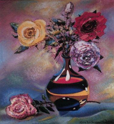 Painting titled "Цветы для золушки" by Aleksandr Makarov, Original Artwork, Oil