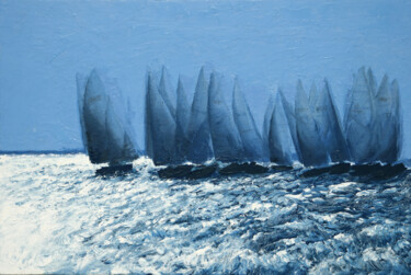 Картина под названием "Регата (Яхты)" - Александр Манойленко, Подлинное произведение искусства, Масло