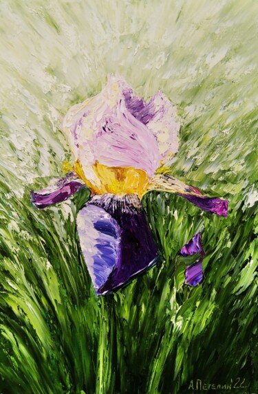 Painting titled "The iris." by Aleksandr Petelin, Original Artwork, Oil