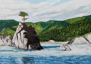 Peinture intitulée "Katun river. “Drago…" par Aleksandr Petelin, Œuvre d'art originale, Huile