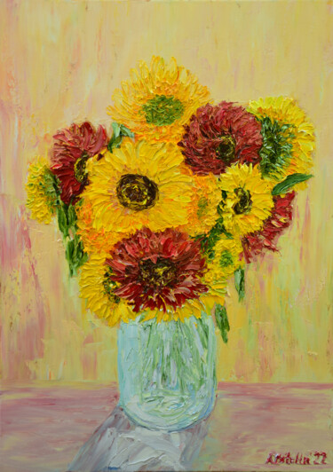 Malerei mit dem Titel ""Sunflowers"" von Aleksandr Petelin, Original-Kunstwerk, Öl