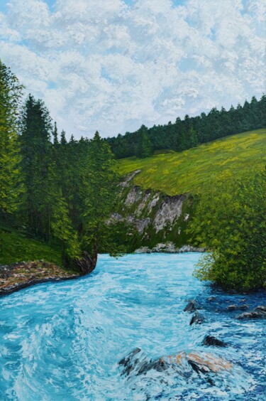 Pittura intitolato "Kucherla River. The…" da Aleksandr Petelin, Opera d'arte originale, Olio