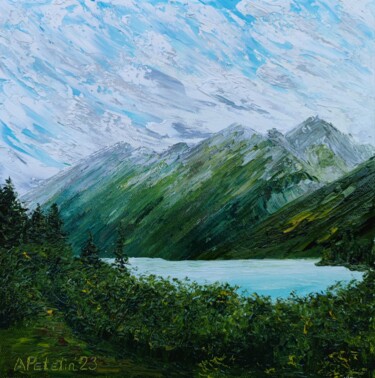 Картина под названием "Kucherlinskoe lake…" - Aleksandr Petelin, Подлинное произведение искусства, Масло