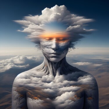 Digitale Kunst getiteld "100 Faces of God_002" door Aleksandr Pogodin, Origineel Kunstwerk, AI gegenereerde afbeelding