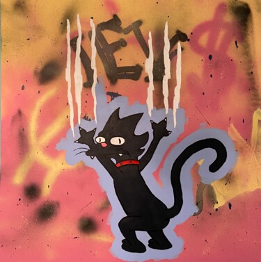 Картина под названием "Cat" - Александр Попдякуник, Подлинное произведение искусства, Акрил