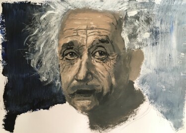 Painting titled "Einstein" by Aleksandr Popdiakunik, Original Artwork, Acrylic