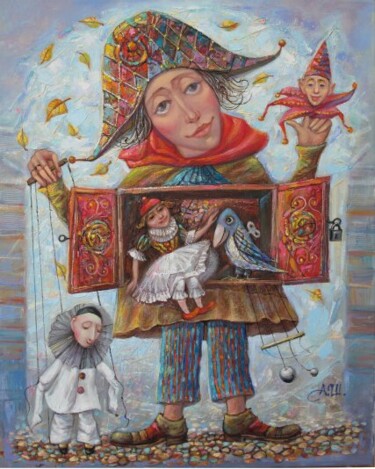 Картина под названием "КУКОЛЬНЫЙ ТЕАТР" - Александр Шабанов, Подлинное произведение искусства, Масло