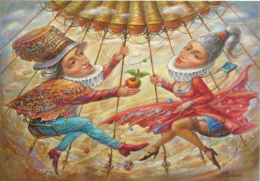 Картина под названием "Искушение" - Александр Шабанов, Подлинное произведение искусства, Масло