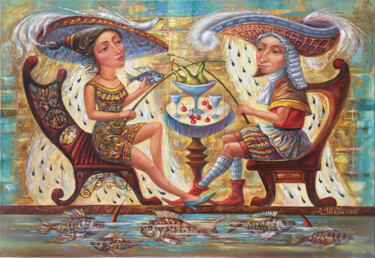 Картина под названием "Королевская рыбалка" - Александр Шабанов, Подлинное произведение искусства, Масло
