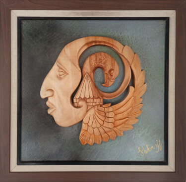 Escultura intitulada "ART EAGLE" por Aleksandr Shkarbanenko, Obras de arte originais, Madeira Montado em Armação em madeira