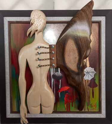 Γλυπτική με τίτλο "MONARCH BUTTERFLY" από Aleksandr Shkarbanenko, Αυθεντικά έργα τέχνης, Ξύλο Τοποθετήθηκε στο Ξύλινο φορείο…