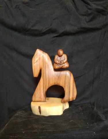 Skulptur mit dem Titel "Buddha's Shadow 2" von Aleksandr Stepanov, Original-Kunstwerk, Holz