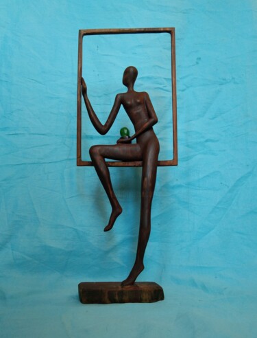 Sculptuur getiteld "intermezzo with cac…" door Aleksandr Stepanov, Origineel Kunstwerk, Hout