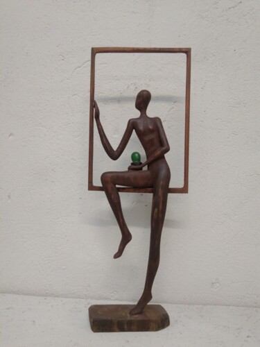 Skulptur mit dem Titel "intermezzo with cac…" von Aleksandr Stepanov, Original-Kunstwerk, Holz